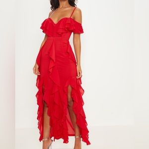 PLT ruffle detail maxi dress
